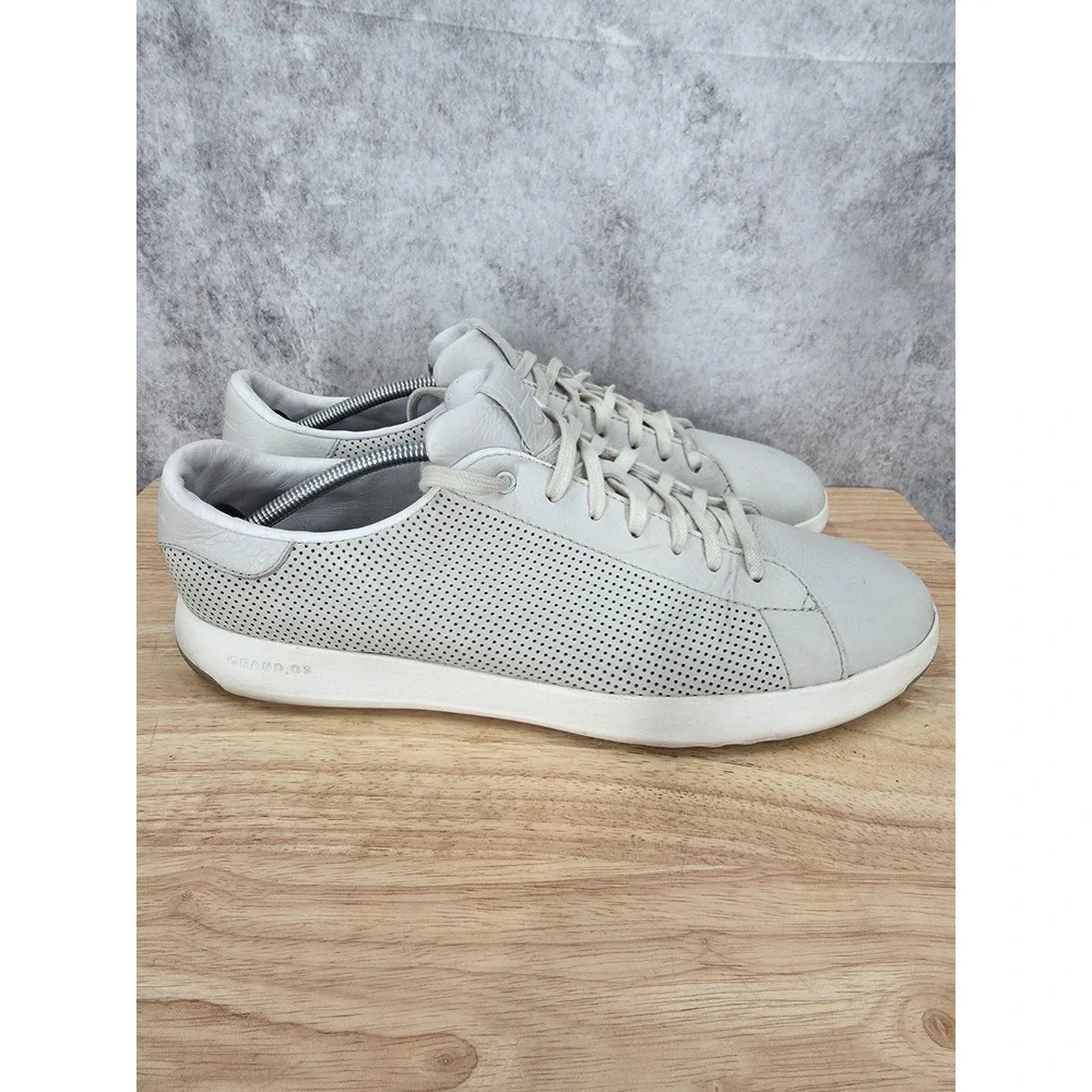 Cole Haan GrandPro Tennis Shoes Mens 13 M Gray Perforated Leather Sneakers